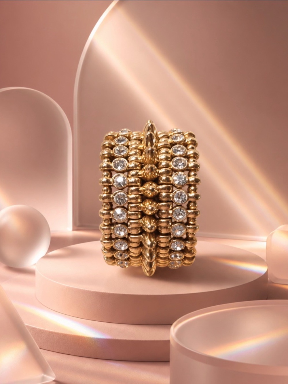Gold Crystal Stretch Bracelet - Women